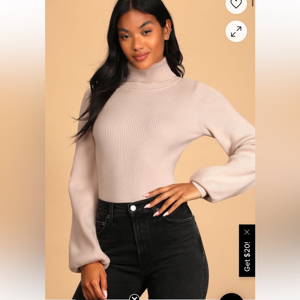 Not Turning Back Cream Ribbed Knit Backless Turtleneck Bodysuit